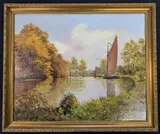 Wherry on the broads by George C. Collier, oil on canvas, sold Oct 2022