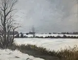River Glaven, Norfolk by Max Mueller, oil on board, sold Oct 2022
