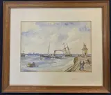Coastal scene by G.H. Grimes, pencil, sold Oct 2022
