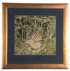 Corncrake nesting by Michael P. Jevon, gouache on card, sold Oct 2022