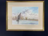 Wherries at St Benet's Abbey by Martin Sexton, watercolour, sold Oct 2022