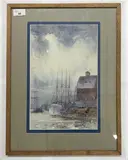 The Moonlit Quayside Yarmouth by Frederick Vigers, watercolour, sold Oct 2022