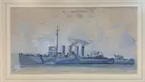 HMS Bath by Charles Cundall, gouache and pencil, sold Oct 2022