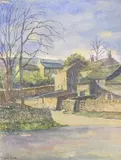 Thorpe in Wharfedale by Jane Pearson, watercolour and ink, sold Oct 2022