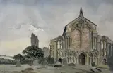 The remains of Binham Priory by John Saville, watercolour, offered Oct 2022