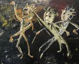 Children playing with sparklers by Donald Alfred Tibbenham, oil on board, sold Oct 2022
