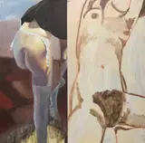 White Stockings by Blair Millen, oil on canvas, sold Oct 2022