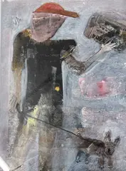 Paper Boy by Rosa Sepple Ri Swa, mixed media, sold Oct 2022