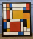 Coloured abstract by Tom Flanagan, acrylic on board, sold Oct 2022