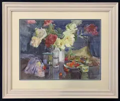Still life with flowers by Sergei Kovalenko, watercolour, sold Oct 2022