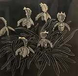 Orchids by Cor Visser, 1926, woodcut, sold Oct 2022