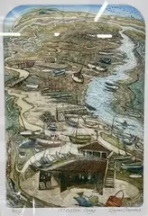 Morstomn Quay, limited edition etching in colours, numbered 8/50 by Glynn Thomas, etching, sold Oct 2022