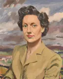 A portrait study of a young woman with a landscape view beyond by Arthur Ferrier, oil on canvas, sold Jul 2024