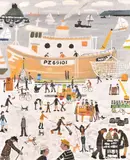 Figures along the harbour in Penzance with St by Alan Furneaux, oil on canvas, sold Jul 2024