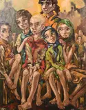 World Refugee Year, 1959-1960 by Hedi Schick, oil on canvas, offered Jul 2024