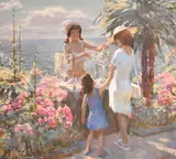 Bead Seller by Sergei Polyakov, oil on canvas, sold Jul 2024