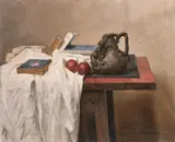 Still life with a bronze jug and books by Georges Weissbort, bronze, sold Jul 2024