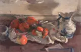 Still life with strawberries and a blue and white jug by Georges Weissbort, oil on canvas, sold Jul 2024