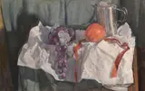 Still life with fruit and a coffee pot by Georges Weissbort, oil on canvas, sold Jul 2024