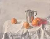 A still life featuring oranges on a white cloth by Georges Weissbort, oil on canvas, sold Jul 2024