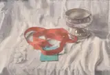 A still life of silver objects and fruit by Georges Weissbort, oil on canvas, sold Jul 2024