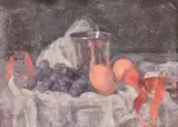 A still life of fruit and a silver vessel by Georges Weissbort, oil on canvas, sold Jul 2024