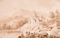 Indistinctly by John Laporte, 1799, Pen, ink and wash - Conwy Castle, indistinctly signed and dated, sold Jul 2024