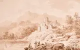Indistinctly by John Laporte, 1799, Pen, ink and wash - Conwy Castle, indistinctly signed and dated, sold Jul 2024