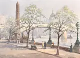 Figures along the Thames with St by Geroge Ayling, watercolour, sold Jul 2024