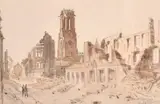 Bomb Damage, Krefeld Germany, 28th August 1945 by William Warden, watercolour, sold Jul 2024
