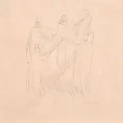 With studio stamp by Stanley Spencer, Pencil Drawing - Figures carrying the cross, with studio stamp, sold Jul 2024