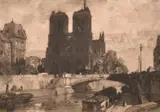 Notre Dame, Paris by Leonard Russel Squirell, pencil, sold Jul 2024
