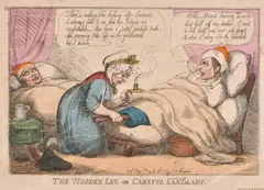 The Wooden Leg, or Careful Landlady by Thomas Rowlandson, engraving, sold Jul 2024