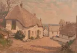 A view of cottages in Cadgwith by Henry Samuel Merritt, oil on board, offered Jun 2024