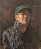 A collection of four unframed by George Weissbort, oil on board, sold Jun 2024