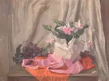 A still life of flowers by George Weissbort, oil on canvas, sold Jun 2024