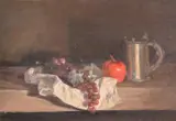 A still life study of a pewter tankard and other objects on a by George Weissbort, oil on canvas, sold Jun 2024