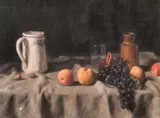 A still life study of fruit by George Weissbort, oil on canvas, sold Jun 2024