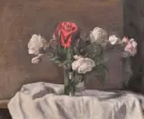 A still life of red by George Weissbort, oil on canvas, sold Jun 2024