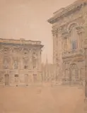 A corner of a quadrangle by Bernard Cecil Gotch, watercolour, sold Jun 2024