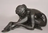Australian, a seated female nude stretching forward by David MacKay Harrison, bronze, sold Jun 2024