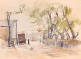 A collection of seven watercolours of landscape views by George Weissbort, pastel, sold Jun 2024