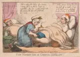 The Wooden Leg, or Careful Landlady by Thomas Rowlandson, engraving, sold Jun 2024
