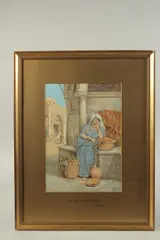 A STREET FRUIT SELLER, watercolour and gouache on paper, by Vittorio Rappini, watercolour and gouache on paper, offered May 2024