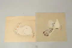 RABBIT AND DOVES, two late 19th century original Japanese woodblock prints, (2) by Ogata Gekkō, print (other), sold May 2024