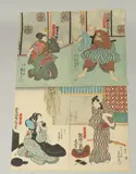KABUKI THEATRE PLAYS, two mid 19th century original Japanese woodblock prints, (2) by Toyokuni Iii Utagawa, print (other), sold May 2024