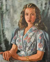 A portrait of a young lady seated by Francis Wynne Thomas, oil on canvas, sold Apr 2024
