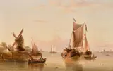 Estuary Scene with Coastal Vessels by Henry Redmore, oil on canvas, sold Apr 2024