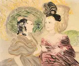 Arabella and Lavinia by Sheila Charles, oil on canvas, sold Apr 2024
