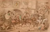 Obstacle Race in the High Street by William Henry Bunbury, watercolour, sold Apr 2024